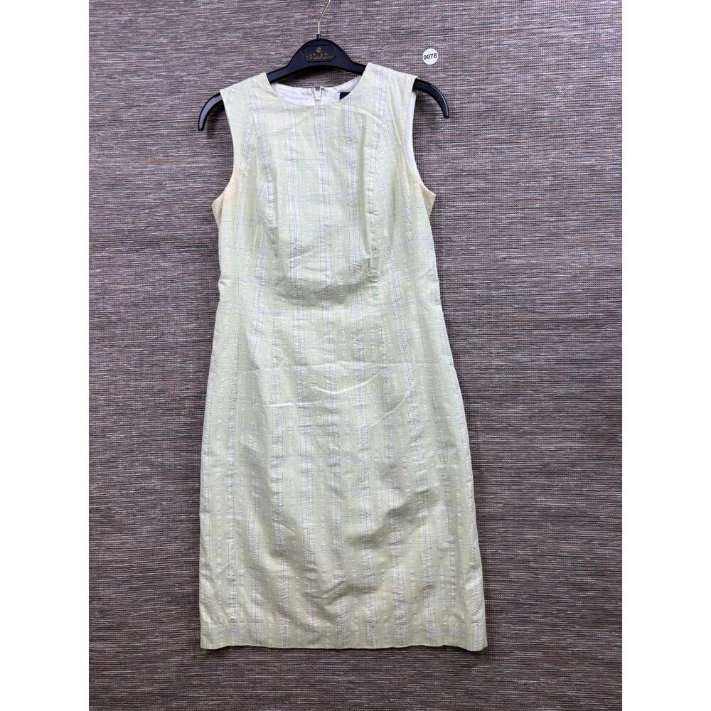 346 Brooks Brothers Plaid Sheath Dress Womens Size 2 Green Sleeveless Back Zip
